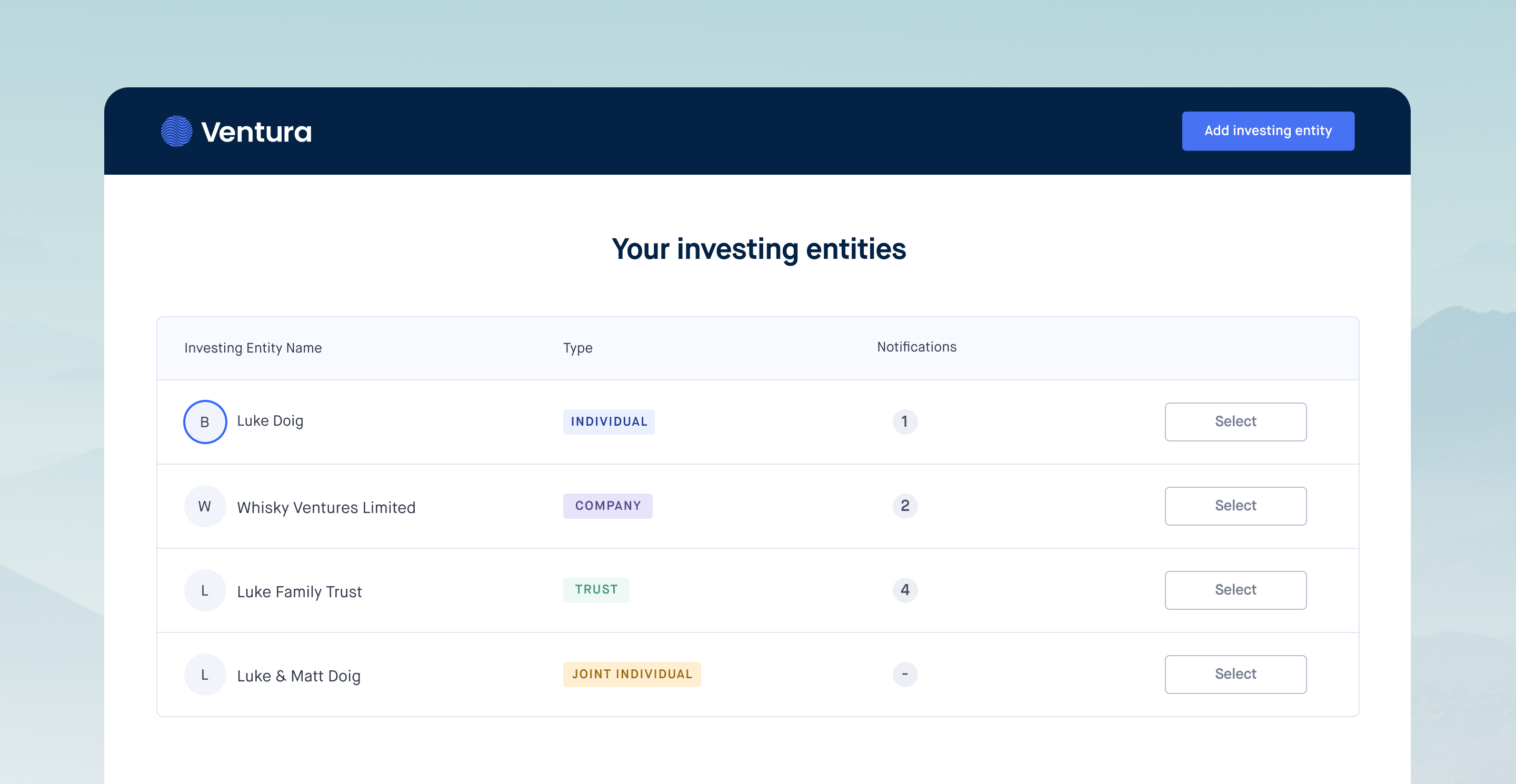 Investor portal 